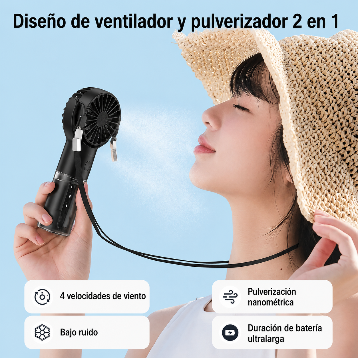 Mini ventilador pulverizante